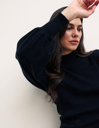 Black Knitted Open Back Detail Top