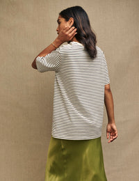 Black & White Stripe Crew Neck Oversized T-Shirt