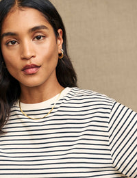 Black & White Stripe Crew Neck Oversized T-Shirt