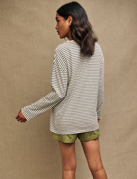 Black & White Stripe Long Sleeve Oversized T-Shirt