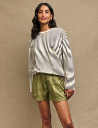 Black & White Stripe Long Sleeve Oversized T-Shirt