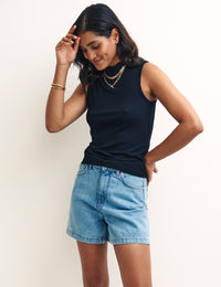 Black High Neck Sleeveless Lizzie Top