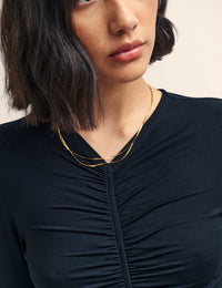 Black Ruched Long Sleeve Top