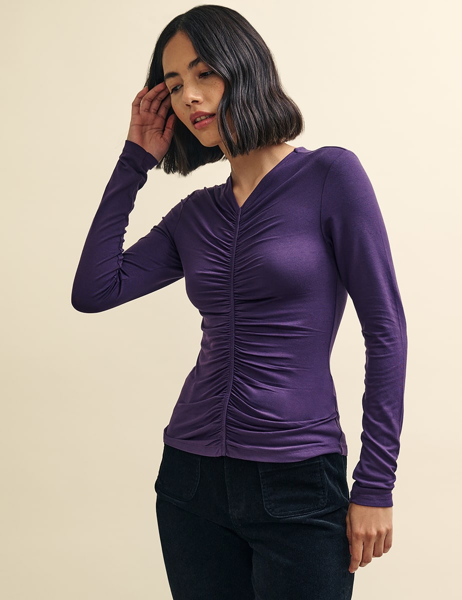 purple ruched top