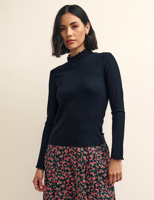 Fearne Cotton Black Funnel Neck Lizzie Top