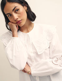 Fearne Cotton White Peter Pan Collar Broderie Blouse