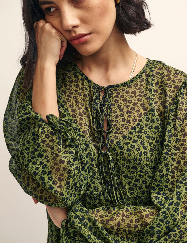 Green Floral Giovanna Blouse
