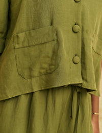 Khaki Boxy Button Front Shirt