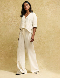 Cream Boxy Button Front Shirt