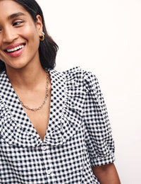 Black Gingham Check Yasmin Blouse