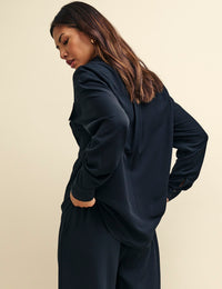 Black Long Sleeve Utility Button-Up Shirt