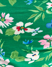 Green Floral Ruched Bodice Jersey Top