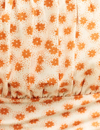 White Ditsy Floral Ruched Bodice Jersey Top