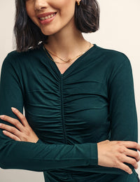Green Ruched Long Sleeve Top