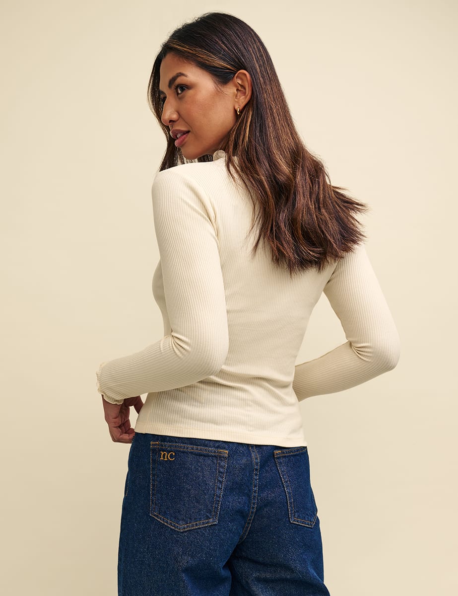 Cream Funnel Neck Lizzie Top