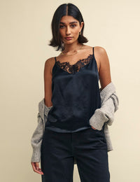 Black Lace Trim Cami Top