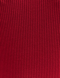 Dark Red Long Sleeve Slash Neck Top