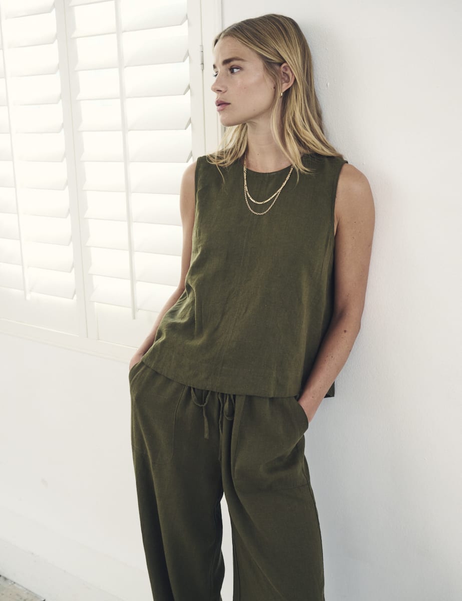 Khaki Green Swing Top