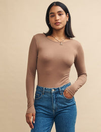 Brown Scoop Back Bodysuit