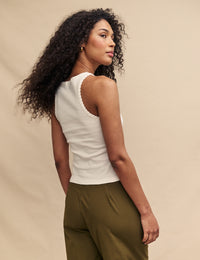 White Crochet Trim Racer Vest Top