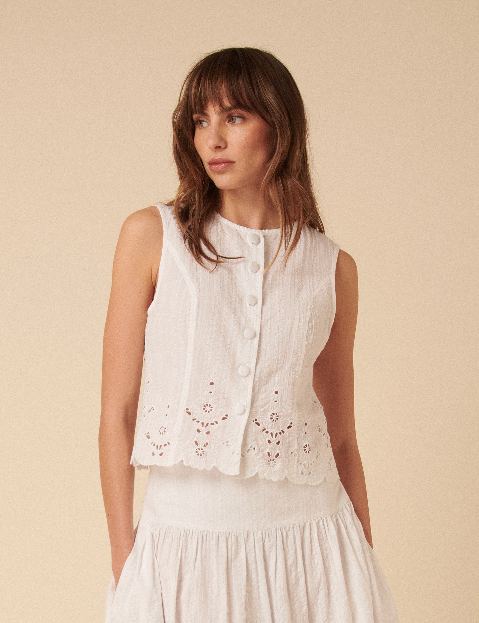 White Broderie Anglaise Top