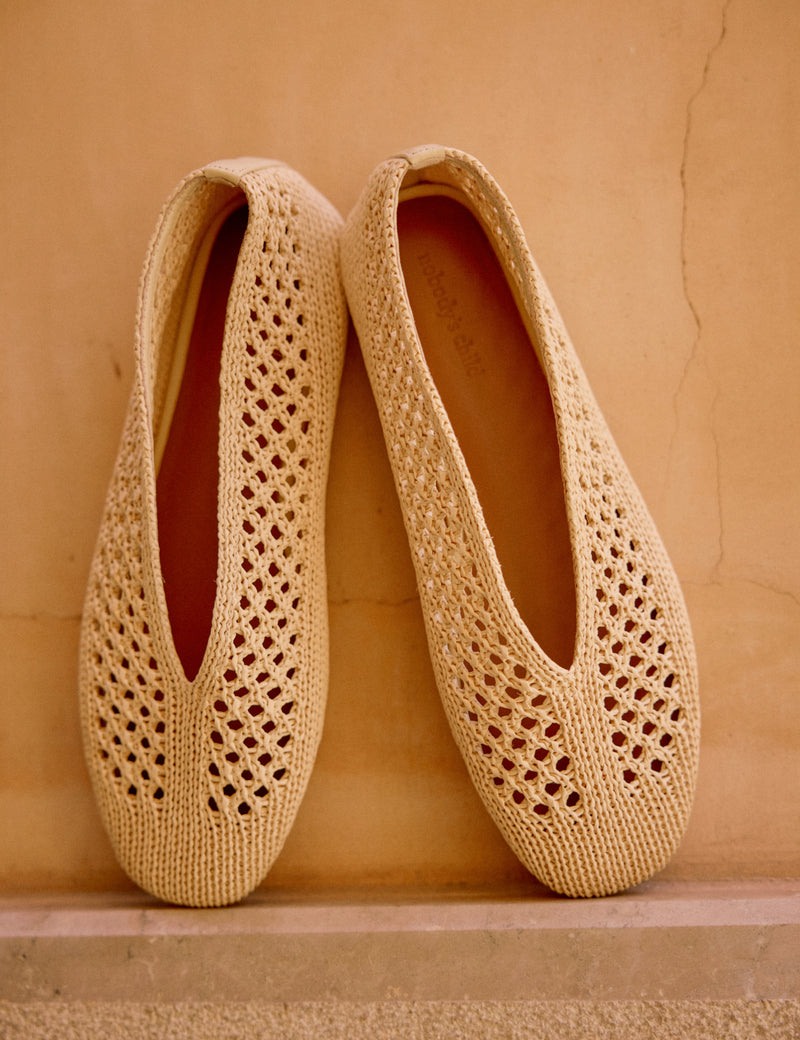 Tan Raffia Ballet flats